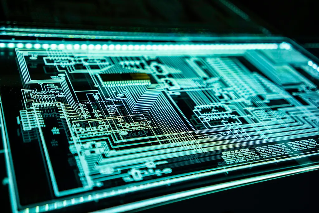 Abstract layered technology architecture representing structured digital systems